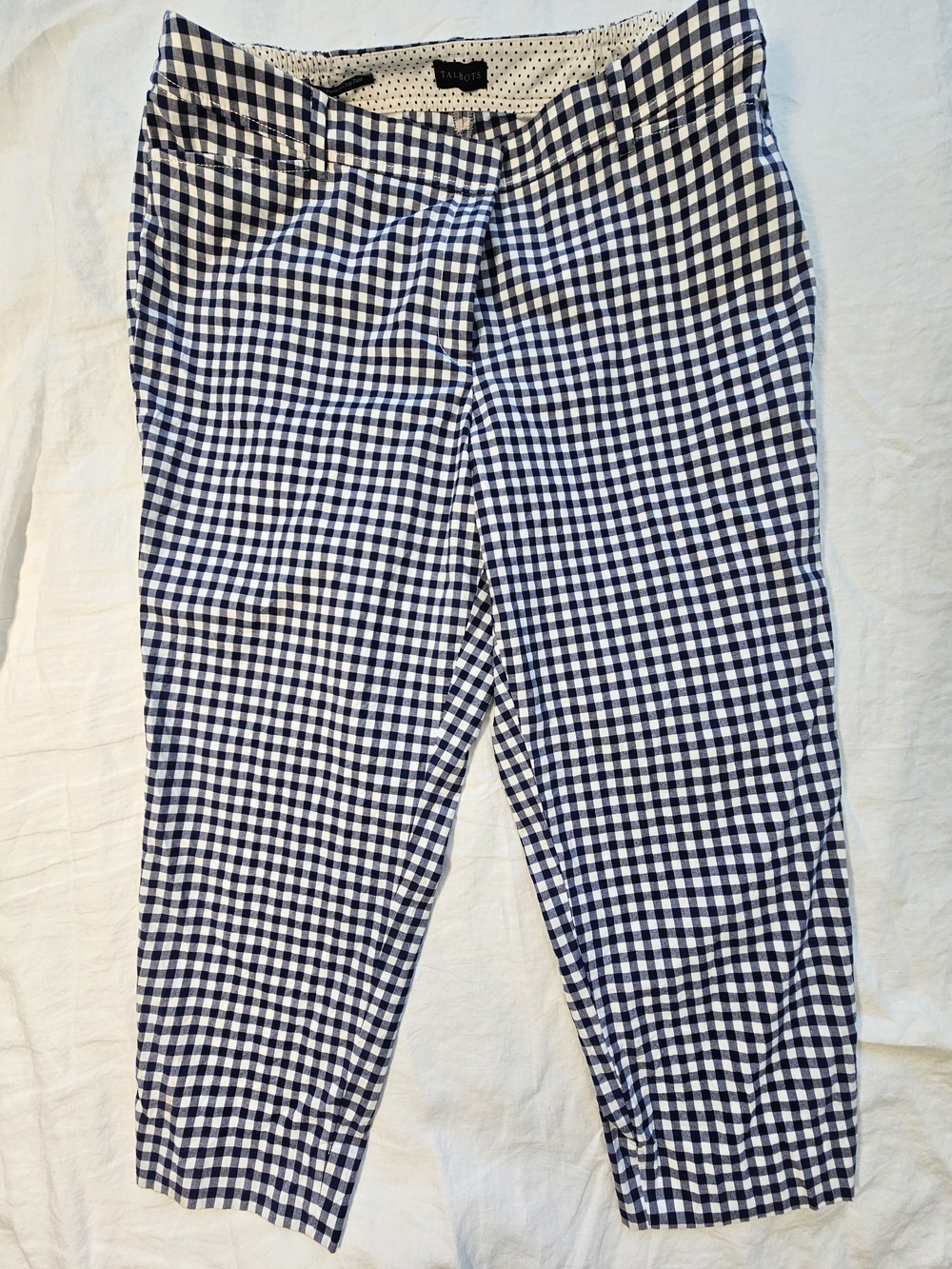 Talbots Navy and White Gingham Ankle Pants Size 18 - Picture 2 of 8